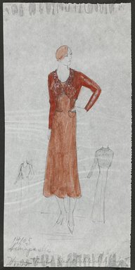 <em>"Henri Bendel Fashion and Costume Sketch Collection. Schiaparelli, fall 1931, sketch HB 067-118."</em>, 1931. Born digital. Brooklyn Museum. (SC01.1_Bendel_Collection_HB_067-118_1931_Schiaparelli_PS3.jpg