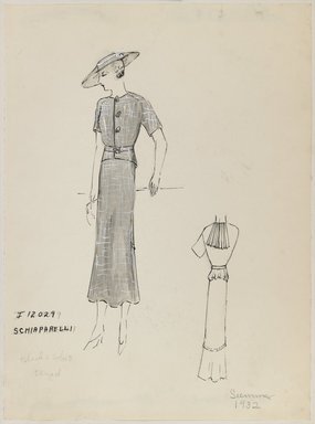 <em>"Henri Bendel Fashion and Costume Sketch Collection. Schiaparelli, summer  1932, sketch HB 069-021."</em>, 1932. Born digital. Brooklyn Museum. (SC01.1_Bendel_Collection_HB_069-021_1932_Schiaparelli_PS3.jpg