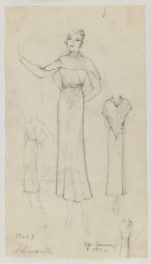 <em>"Henri Bendel Fashion and Costume Sketch Collection. Schiaparelli, spring-summer 1932, sketch HB 070-008."</em>, 1932. Born digital. Brooklyn Museum. (SC01.1_Bendel_Collection_HB_070-008_1932_Schiaparelli_PS3.jpg