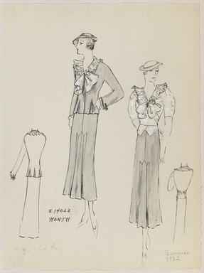 <em>"Henri Bendel Fashion and Costume Sketch Collection. Schiaparelli, summer 1932, sketch HB 072-031."</em>, 1932. Born digital. Brooklyn Museum. (SC01.1_Bendel_Collection_HB_072-031_1932_Schiaparelli_PS3.jpg