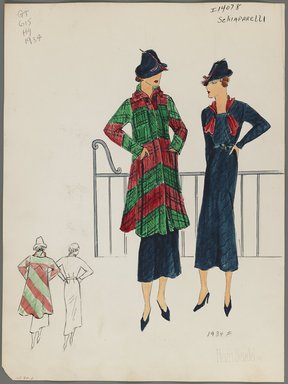 <em>"Henri Bendel Fashion and Costume Sketch Collection. Schiaparelli, fall 1934, sketch HB 077-002."</em>, 1934. Born digital. Brooklyn Museum. (SC01.1_Bendel_Collection_HB_077-002_1934_Schiaparelli_PS3.jpg