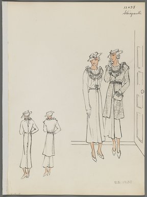 <em>"Henri Bendel Fashion and Costume Sketch Collection. Schiaparelli, spring-summer 1935,  sketch HB 079-017."</em>, 1935. Born digital. Brooklyn Museum. (SC01.1_Bendel_Collection_HB_079-017_1935_Schiaparelli_PS3.jpg