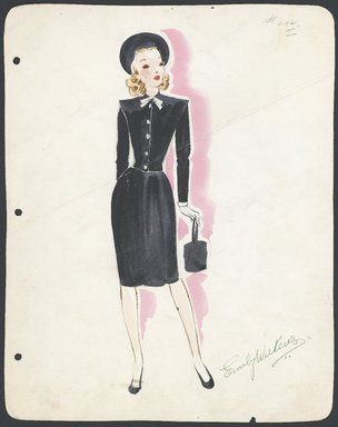 <em>"Fashion and Costume Sketch Collection. Emily Wilkens sketch 041-07, Spring 1946."</em>, 1946. Printed material. Brooklyn Museum. (SC01.1_box041_Wilkens_sketch07_SL1.jpg