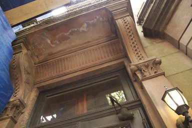 <em>"Ortner Home, 272 Berkeley Place, Brooklyn, NY. Detail of front entrance: Neo-Grec brackets, pilasters and door hood."</em>, 2012. Born digital. Brooklyn Museum, CHART_2013. (Photo: Brooklyn Museum, SC05_Ortner_Home_272_Berkeley_Place_20120807_DIG_13_Cat_Guzman_photo.jpg