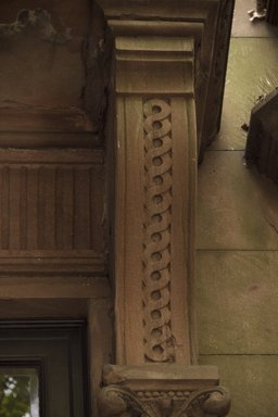 <em>"Ortner Home, 272 Berkeley Place, Brooklyn, NY. Detail of front entrance: Neo-Grec brownstone bracket with carved guilloche pattern."</em>, 2012. Born digital. Brooklyn Museum, CHART_2013. (Photo: Brooklyn Museum, SC05_Ortner_Home_272_Berkeley_Place_20120807_DIG_14_Cat_Guzman_photo.jpg