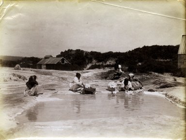 <em>"Women washing at riverside."</em>, 1883. Bw photographic print, 5 x 7 in (13 x 16 cm). Brooklyn Museum. (Photo: Brooklyn Museum, TR680_N42_Maori_TL1986.450.36_SL4.jpg
