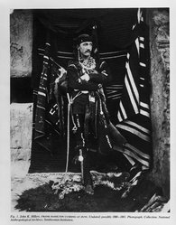 <em>"Fig. 1. John K. Hillers. Frank Hamilton Cushing at Zuni.  Undated; possibly 1880-1881.  Photograph. Collection, National Anthropological Archives, Smithsonian Institution."</em>, 1880-1881?. b/w negative, 4x5in. Brooklyn Museum. (American_Art_Journal_v17_Spring_1985_p48_bw.jpg