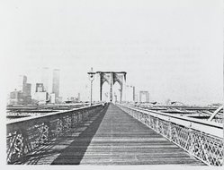 <em>"Brooklyn Bridge : 100 years"</em>. Printed material. Brooklyn Museum. (N200_H365_B79_Henderikse_Brooklyn_Bridge_100_Recto2_PS2.jpg