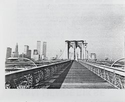 <em>"Brooklyn Bridge : 100 years"</em>. Printed material. Brooklyn Museum. (N200_H365_B79_Henderikse_Brooklyn_Bridge_100_Recto3_PS2.jpg