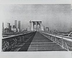 <em>"Brooklyn Bridge : 100 years"</em>. Printed material. Brooklyn Museum. (N200_H365_B79_Henderikse_Brooklyn_Bridge_100_Recto4_PS2.jpg