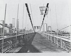 <em>"Brooklyn Bridge : 100 years"</em>. Printed material. Brooklyn Museum. (N200_H365_B79_Henderikse_Brooklyn_Bridge_100_Recto6_PS2.jpg