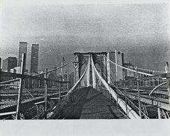 <em>"Brooklyn Bridge : 100 years"</em>. Printed material. Brooklyn Museum. (N200_H365_B79_Henderikse_Brooklyn_Bridge_100_Recto7_PS2.jpg