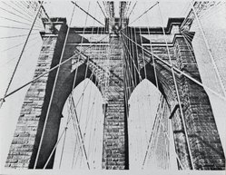 <em>"Brooklyn Bridge : 100 years"</em>. Printed material. Brooklyn Museum. (N200_H365_B79_Henderikse_Brooklyn_Bridge_100_Verso3_PS2.jpg