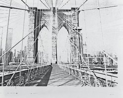 <em>"Brooklyn Bridge : 100 years"</em>. Printed material. Brooklyn Museum. (N200_H365_B79_Henderikse_Brooklyn_Bridge_100_Verso4_PS2.jpg