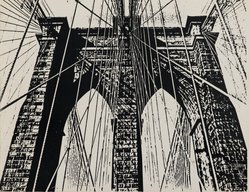 <em>"Brooklyn Bridge : 100 years"</em>. Printed material. Brooklyn Museum. (N200_H365_B79_Henderikse_Brooklyn_Bridge_100_cover_PS2.jpg