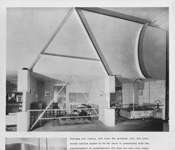 <em>"During the month of March, 1930, five rooms designed by five members of AUDAC (American Union of Decorative Artists and Craftsmen) were exhibited at the Grand Central Palace.  The plan was designed by Frederick J. Kiesler and the individual rooms were contributed by Donald Deskey, Willis S. Harrison, Frederick J. Kiesler, Wolfgang and Pola Hoffmann, and Alexander Kachinsky."</em>, 1930. Bw negative 4x5in. Brooklyn Museum. (NK1530_Am3_p133_bw.jpg