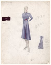 <em>"Day Dress, Elizabeth Hawes, 'The Taits', Fall Winter 1937. (Hawes Collection, Box #10, Folder #2, vol. 11, FW 1937. 61-70)"</em>, 1937. Printed material. Brooklyn Museum. (SC01.1_box010-02_vol11_no64_Hawes_The_Taits_fall_winter_1937_SL1.jpg