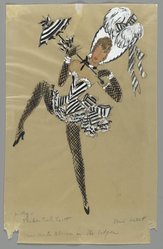 <em>"Fashion and Costume Sketch Collection. René Hubert sketch, dance outfit for Merle Oberon in 'The Lodger,' 1944."</em>. Printed material. Brooklyn Museum. (Photo: Brooklyn Museum, SC01.1_box016-4_Hubert_The_Lodger_Merle_Oberon_dance_outfit_1944_PS2.jpg