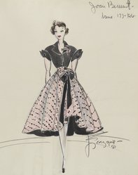 <em>"Fashion and Costume Sketch Collection. Charles LeMaire sketch, Joan Bennett, scene 173-186, pink skirt, 1950."</em>, 1950. Printed material. Brooklyn Museum. (Photo: Brooklyn Museum, SC01.1_box017-3_LeMaire_pink_skirt_Joan_Bennett_1950_PS4.jpg