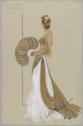 <em>"Fashion and Costume Sketch Collection. Irene sketch, Barbara Stanwyck in 'B.F.'s  Daughter,' n.d., Virginia Fisher, illustrator."</em>. Printed material. Brooklyn Museum, Fashion sketches. (Photo: Brooklyn Museum, SC01.1_box093-3_Irene_BFs_Daughter_Barbara_Stanwyck_gown_back_view_illus_Virginia_Fisher_PS9.jpg