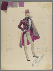 <em>"Fashion and Costume Sketch Collection. Walter Plunkett sketch, Carlton Young as Count Belmonte in 'The Kissing Bandit,' 1947."</em>. Printed material. Brooklyn Museum. (Photo: Brooklyn Museum, SC01.1_box120-3_Plunkett_The_Kissing_Bandit_Carlton_Young_as_Count_Belmonte_1947_PS2.jpg