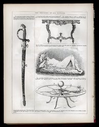 <em>"The industry of all nations. Sword by Ames Manufacturing Company, Chicopee, Mass. Pier table by A. Eliaers, Cornhill, Boston. Reclining statue, 'Lesbia' by L'Eveque, Paris. Planetarium by Thomas H. Barlow, Lexington, Kentucky."</em>, 1854. Printed material. Brooklyn Museum. (Photo: Brooklyn Museum, T783_B1_Si3_Art_Industry_p164_SL1.jpg