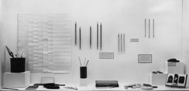 Techniques of Chinese Arts and Crafts. [04/08/1938 - 06/05/1938]. Installation view: brushes, ink, ink palettes.