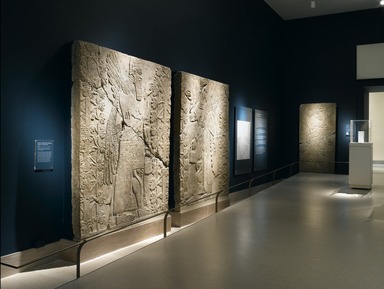 Installation view, Selected Works of Ancient Near Eastern Art, including Assyrian Reliefs, Brooklyn Museum Kevorkian Gallery, on view beginning 10/07/2009. (Photo: Christine Gant, Brooklyn Museum)