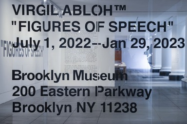 Installation view, Virgil Abloh: "Figures of Speech". Brooklyn Museum, July 1, 2022 - January 29, 2023. (Photo: Danny Perez, Brooklyn Museum)