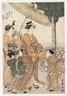 Courtesan Renzan of Hyogo-ya Tea House with her Two Attendants