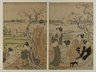 Cherry Trees on the Banks of the Sumida River, [two pages from] a Pentaptych