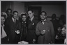 Lois Miller, Cholly Atkins, Donald Mills, Avis Andrews, Louis Brown, Dizzy Gillespie, and Keg Johnson, backstage, Earle Theater, Philadelphia