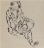 Drawing of Man Seated with Left Leg Resting over Right Knee