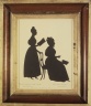 Cut Silhouette of Two Women Facing Right