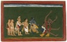 Rama Kicks the Body of Dundubhi, page from an illustrated manuscript of the Ramayana (the &quot;Shangri&quot; Ramayana)