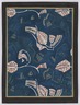 (Semi-abstract Floral Designs - White on Navy Blue Background)