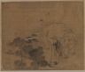 Farmer and Elephant, Album Leaf Painting