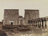 Phile Vue de Pylone avec les Colonnes (Temple of Isis pylon; view with columns looking North, Philae)