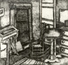 Untitled, Interior Scene with Chair, Desk, Clock and Window