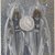 James Tissot (Nantes, France, 1836–1902, Chenecey-Buillon, France). <em>Angels Holding a Dial Indicating the Different Hours of the Acts of the Passion (Anges tenant un cadran indiquant les différentes heures des actes de la passion)</em>, 1886-1894. Opaque watercolor over graphite on gray wove paper, Image: 7 3/4 x 6 3/4 in. (19.7 x 17.1 cm). Brooklyn Museum, Purchased by public subscription, 00.159.218 (Photo: Brooklyn Museum, 00.159.218_PS1.jpg)