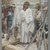James Tissot (Nantes, France, 1836–1902, Chenecey-Buillon, France). <em>They Dressed Him in His Own Garments (On remet à Jésus ses vêtements)</em>, 1886-1894. Opaque watercolor over graphite on gray wove paper, Image: 8 1/2 x 6 3/16 in. (21.6 x 15.7 cm). Brooklyn Museum, Purchased by public subscription, 00.159.277 (Photo: Brooklyn Museum, 00.159.277_PS2.jpg)