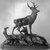 Antoine-Louis Barye (French, 1795-1875). <em>Stag, Hind and Fawn</em>. Bronze, 9 1/4 x 9 3/4 in. (23.5 x 24.8 cm). Brooklyn Museum, Purchased by Special Subscription, 10.146. Creative Commons-BY (Photo: Brooklyn Museum, 10.146_glass_bw.jpg)