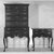  <em>Highboy (High Chest of Drawers)</em>, ca. 1760. Cherry, mahogany, overall: 71 3/4 x 39 1/4 x 21 3/8 in. (182.2 x 99.7 x 54.3 cm). Brooklyn Museum, Henry L. Batterman Fund, 14.713a-b. Creative Commons-BY (Photo: , 14.713_14.714_glass_bw.jpg)