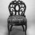 Attributed to John Henry Belter (American, born Germany, 1804-1863). <em>Side Chair</em>, ca. 1860. Wood and upholstery, 34 3/16 x 18 1/8 x 22 1/2 in. Brooklyn Museum, Bequest of DeLancey Thorn Grant in memory of her mother, Louise Floyd-Jones Thorn, 1990.145.5. Creative Commons-BY (Photo: Brooklyn Museum, 1990.145.5_front_bw_IMLS.jpg)