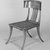 Terence Harold Robsjohn-Gibbings (British, 1905-1976, active America, 1930-1964). <em>Klismos Side Chair with Cushion</em>, 1961. Walnut, leather, fabric, Overall: 35 3/8 x 20 7/8 x 28 1/4 in. (89.9 x 53 x 71.8 cm). Brooklyn Museum, H. Randolph Lever Fund, 1991.197a-b. Creative Commons-BY (Photo: Brooklyn Museum, 1991.197a-b_view2_bw.jpg)