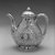 Gorham Manufacturing Company (1865-1961). <em>Teapot</em>, ca. 1894. Silver, 8 x 8 x 5 1/2 in. (20.3 x 20.3 x 14.0 cm). Brooklyn Museum, Bequest of DeLancey Thorn Grant in memory of her mother, Louise Floyd-Jones Thorn, by exchange, 1991.198. Creative Commons-BY (Photo: Brooklyn Museum, 1991.198_bw.jpg)