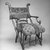 George Jacob Hunzinger (American, born Germany, 1835-1898). <em>Armchair</em>, designed: 1869; patented: March 30, 1869. Wood, original upholstery, 35 5/8 x 27 1/4 x 25 1/2 in.  (90.5 x 69.2 x 64.8 cm). Brooklyn Museum, H. Randolph Lever Fund, 1992.208. Creative Commons-BY (Photo: Brooklyn Museum, 1992.208_view2_bw_IMLS.jpg)