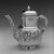 Gorham Manufacturing Company (1865-1961). <em>Coffeepot</em>, ca. 1883. Silver and Ivory, 8 1/2 x 9 1/2 x 4 3/4 in. (21.6 x 24.1 x 12.1 cm). Brooklyn Museum, H. Randolph Lever Fund, 1992.209. Creative Commons-BY (Photo: Brooklyn Museum, 1992.209_view2_bw.jpg)