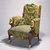 Pottier & Stymus Manufacturing Company (United States, New York, active ca. 1859-1910). <em>Armchair (Egyptian Revival style)</em>, ca. 1870. Rosewood, burl walnut, gilt and patinated metal mounts, original upholstery, 38 1/4 x 30 x 29 in.  (97.2 x 76.2 x 73.7 cm). Brooklyn Museum, Bequest of Marie Bernice Bitzer, by exchange and anonymous gift, 1992.89. Creative Commons-BY (Photo: Brooklyn Museum, 1992.89_before_treatment_IMLS_SL2.jpg)