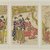 Kitagawa Utamaro (Japanese, 1753-1806). <em>Courtesans Strolling Beneath Cherry Trees Before the Daikokuya Teahouse</em>, probably 1789. Woodblock print, color on paper, 15 3/8 x 10 3/8 in. (39.1 x 26.4 cm). Brooklyn Museum, Gift of the Estate of Charles A. Brandon, by exchange; purchased with funds given by Mr. and Mrs. Richard M. Danziger, Joan Easton, Mrs. Myron S. Falk, Jr., George S. Friedman, Mr. and Mrs. Mark Kingdon, Klaus F. Naumann, Robert Rosenkranz, and Mr. and Mrs. David Young and Asian Art Acquisition Fund, 1995.137a-c (Photo: Brooklyn Museum, 1995.137a-c_PS4.jpg)